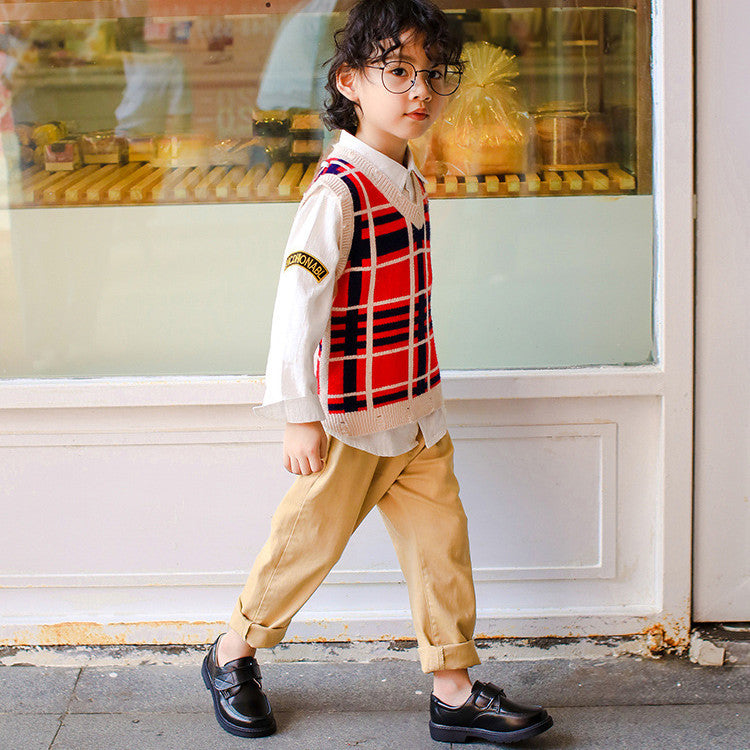 Boys' New British College Soft Sole Black Leather Shoes