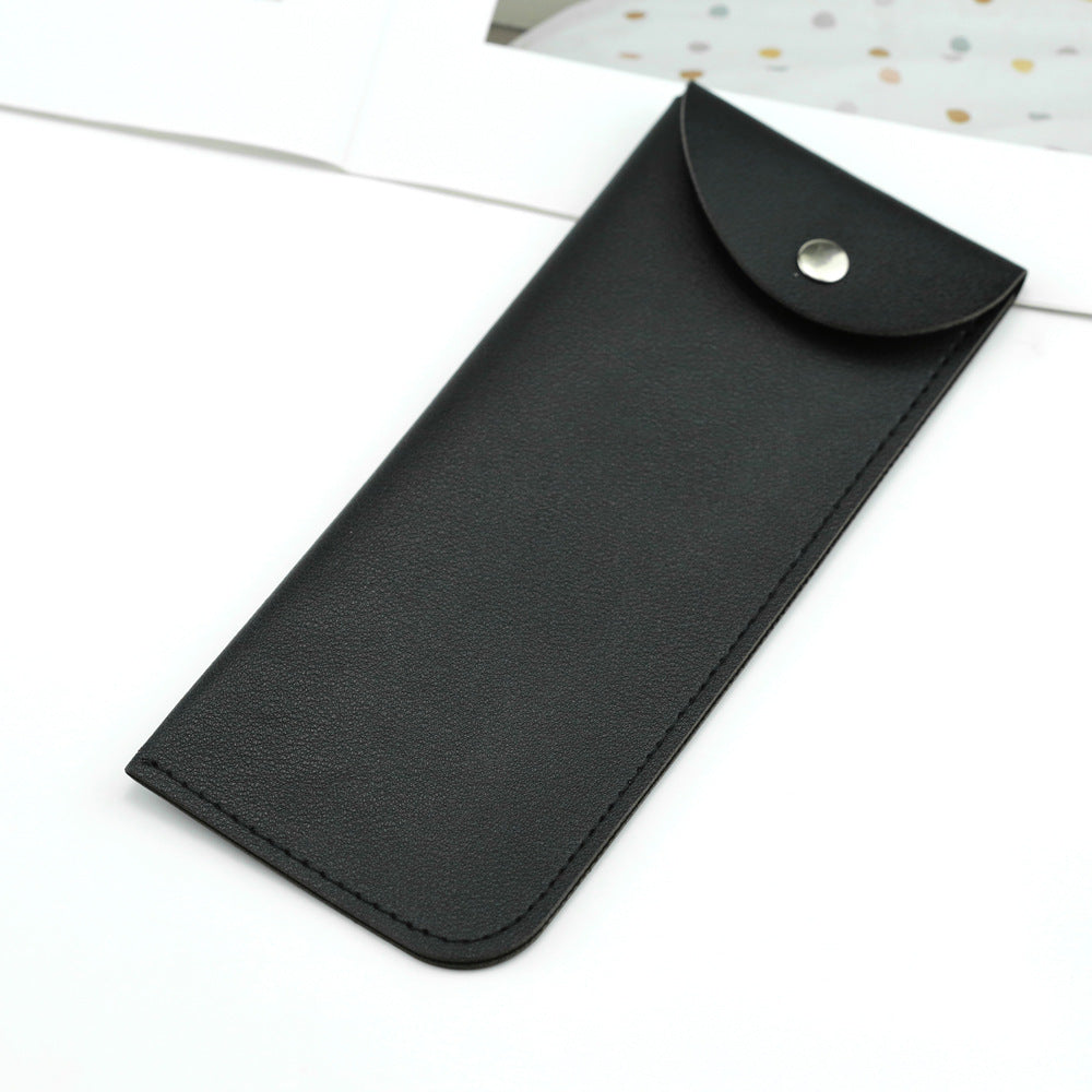 Leather Glasses Bag Thickened Open Holster Snap Button Portable