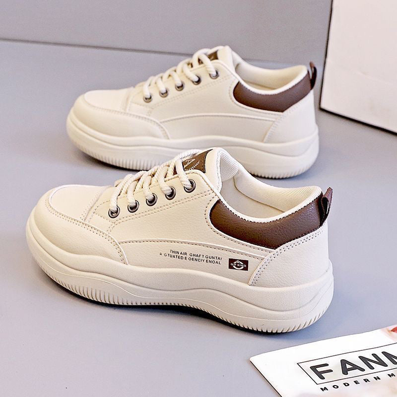 Women's Korean-style All-match Leather White Shoes