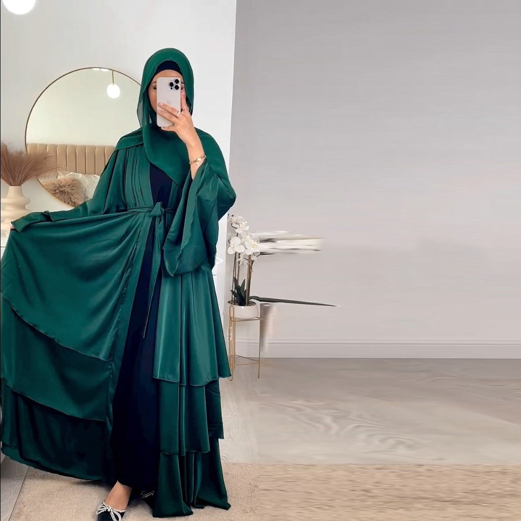 Muslim Fashion Solid Color Robe Abaya Outer Wear Cardigan