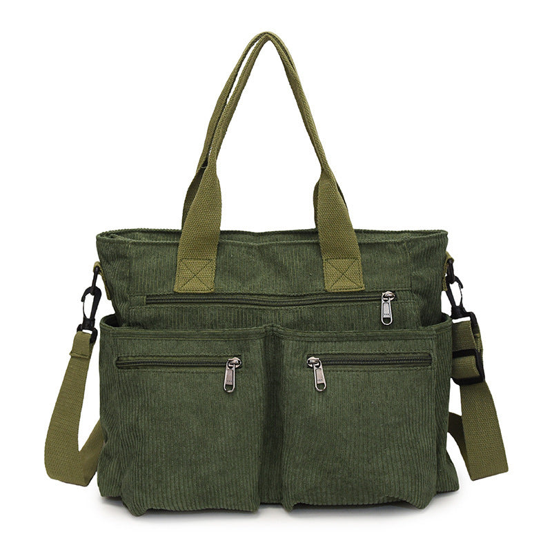 Korean Style Simple Large Capacity Fashion Corduroy Shoulder Bag