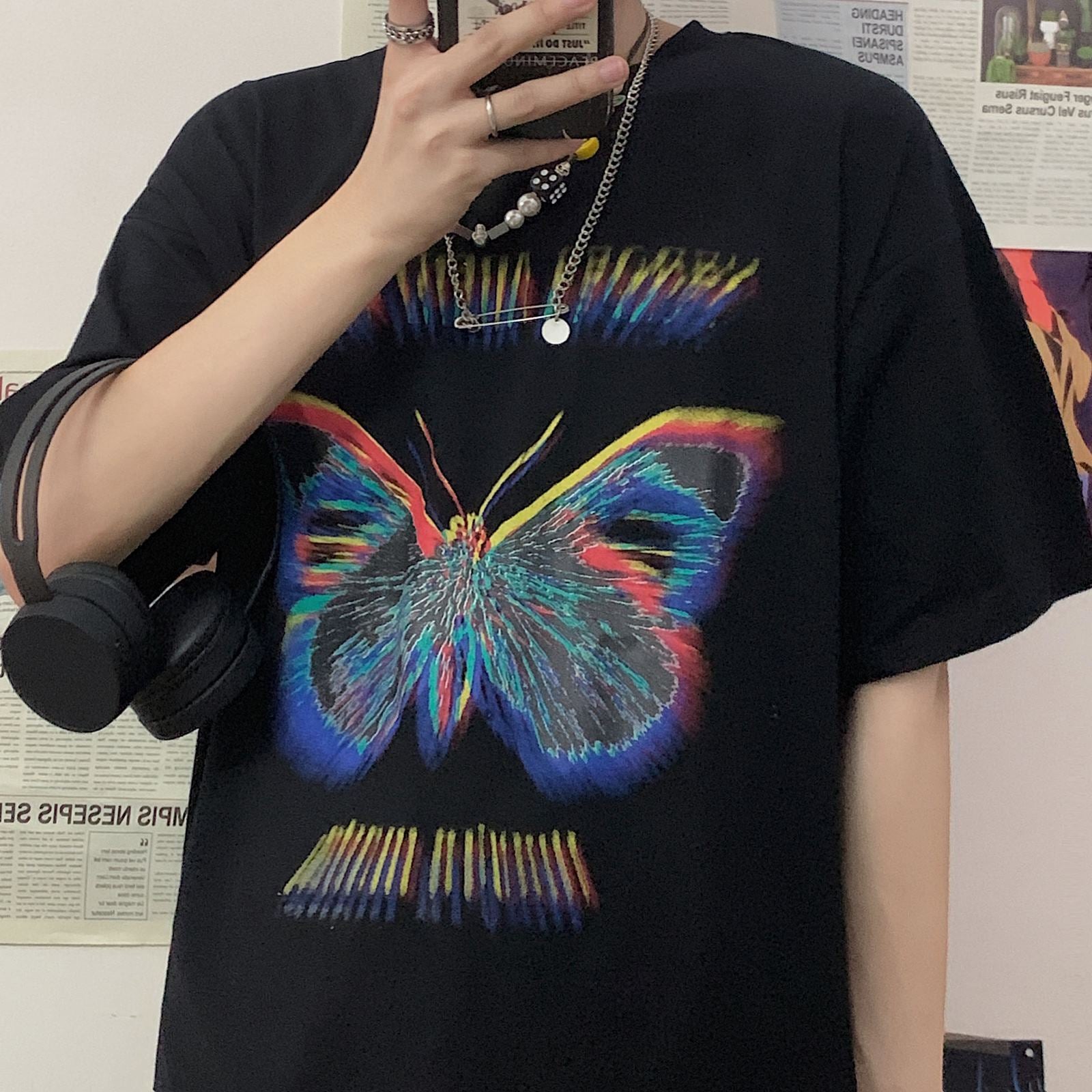 Butterfly print short sleeve