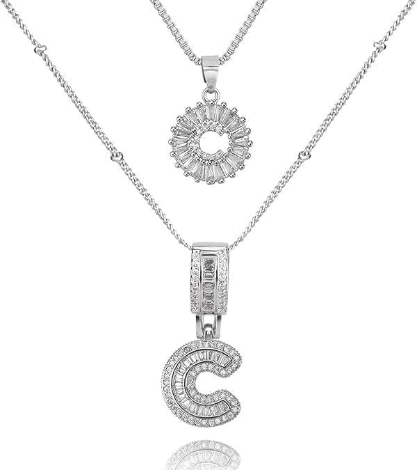 26 English Letters Copper-plated Gold Diamond Pendant Necklace