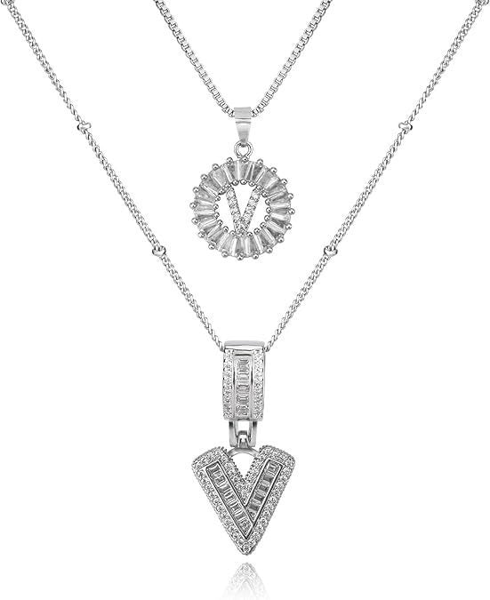 26 English Letters Copper-plated Gold Diamond Pendant Necklace