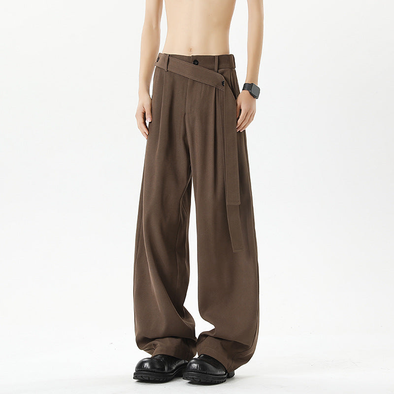 Ribbon Oblique Belt Machete Suit Pants Men's Plus-sized Plus Size Loose