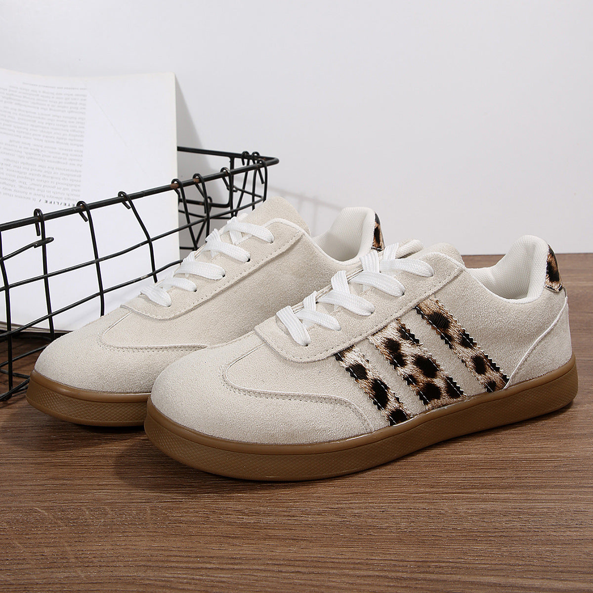Vintage Leopard Print Versatile Women's Casual Shoes