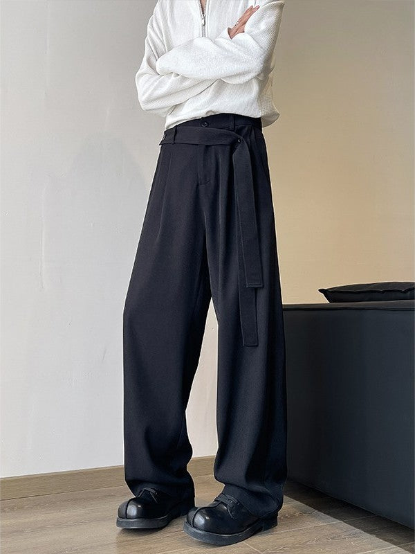 Ribbon Oblique Belt Machete Suit Pants Men's Plus-sized Plus Size Loose