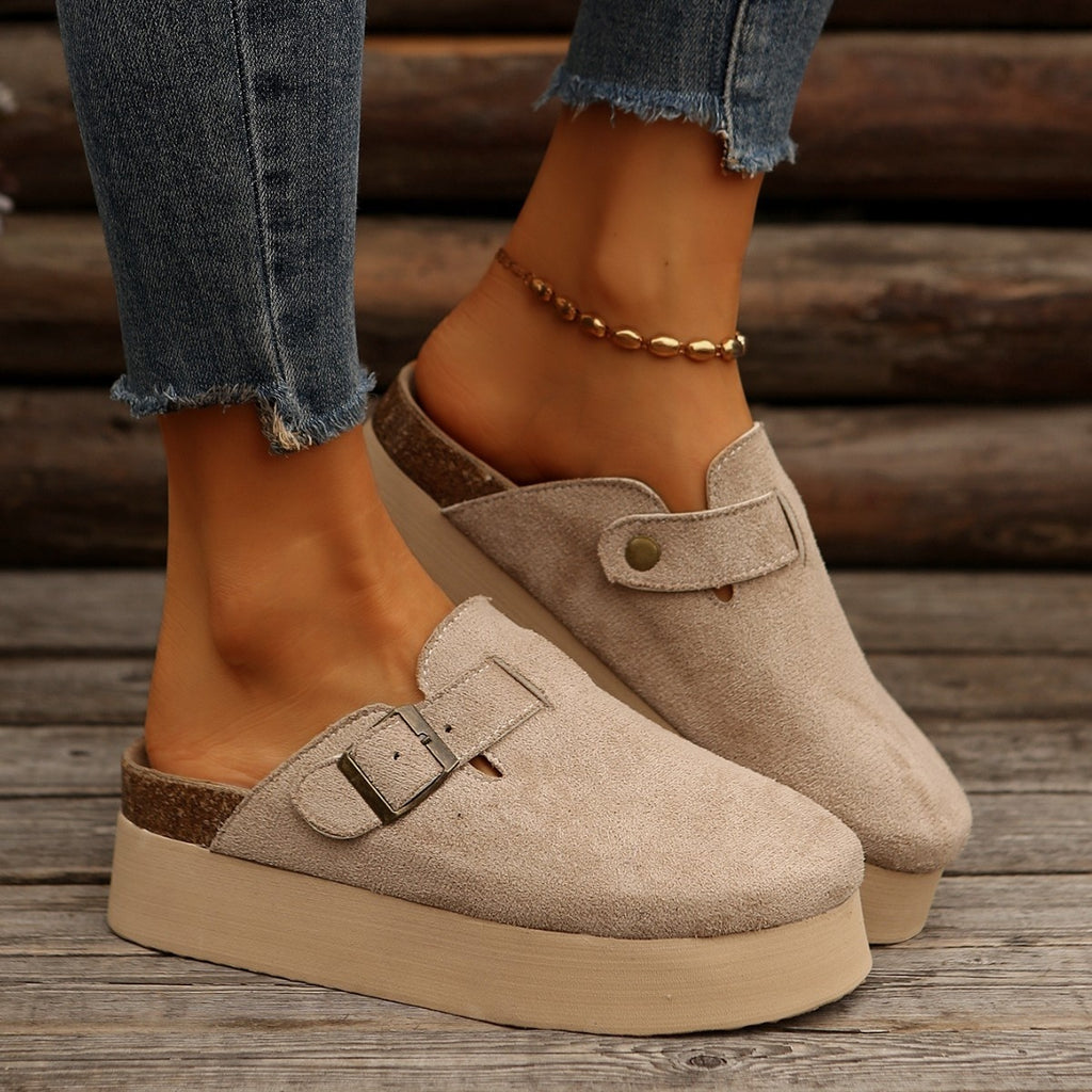 Thick Sole Half Slippers Women's Toe Cap Slip-on