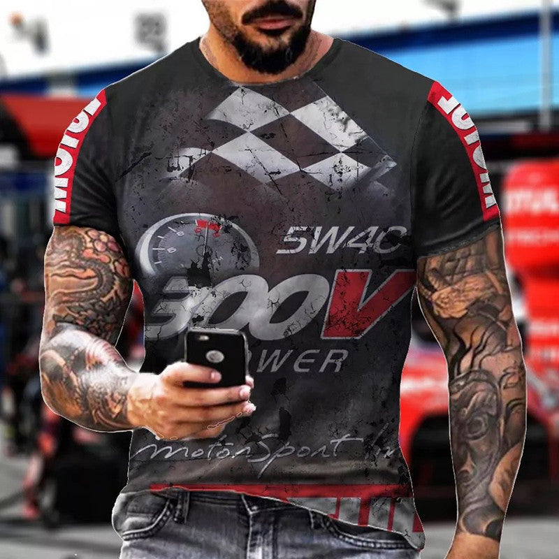 Men's Round Neck Pullover Short Sleeve Tee Digital Print Is Popular On The Street