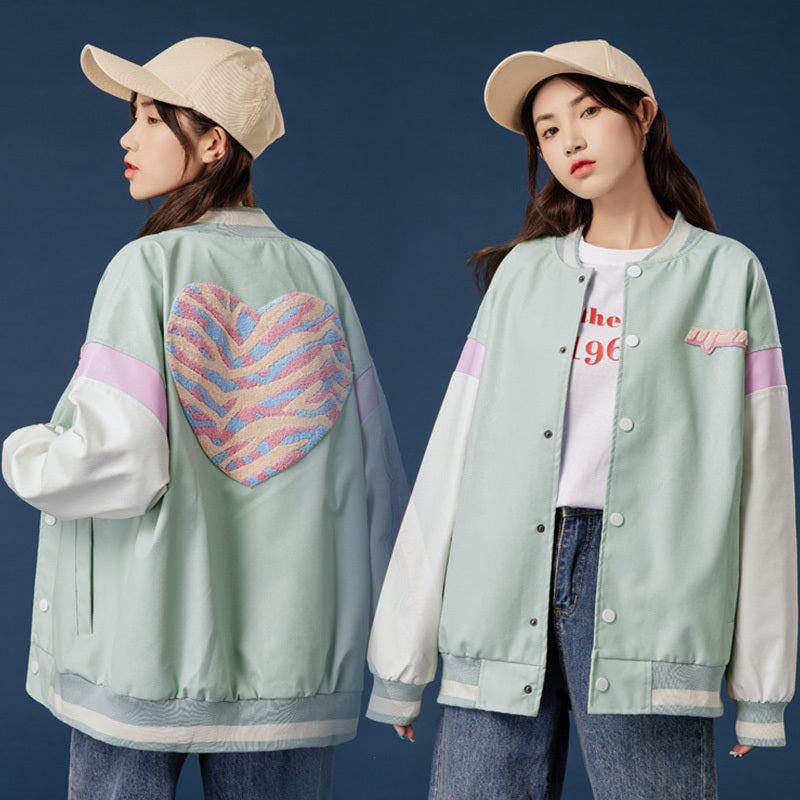 High School Students Korean Style Loose Thin Jacket Baseball Uniform