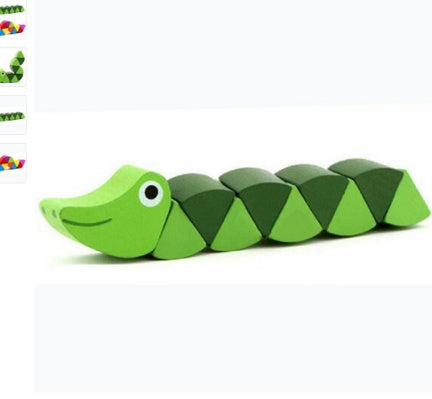 Montessori Educational Wooden Toys Colorful Caterpillars Kid Finger Dexterity Exercises Creature Developmental Blocks