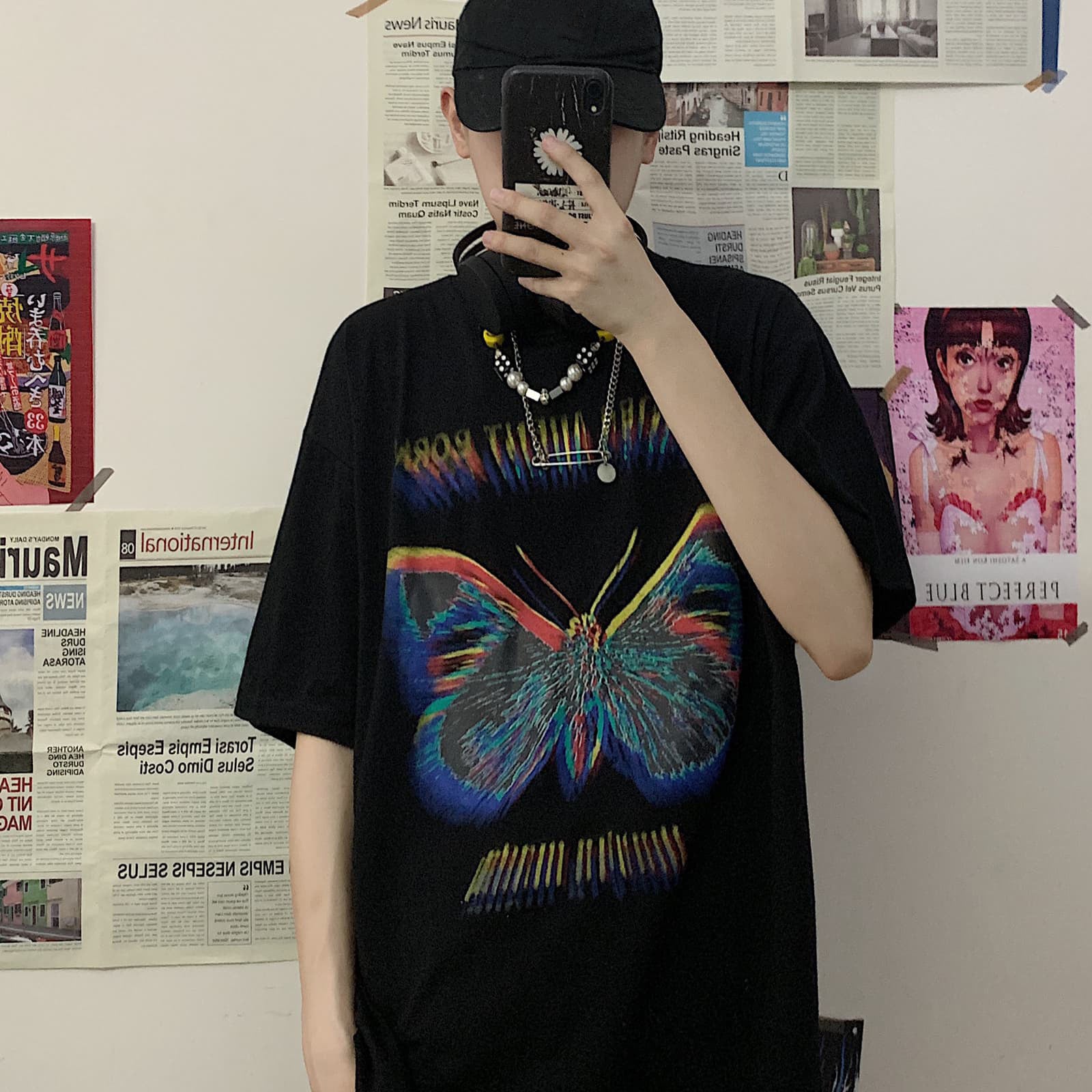 Butterfly print short sleeve