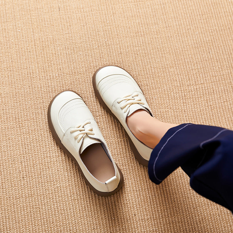 Spring And Autumn Round Toe Lace-up High Heel Pumps