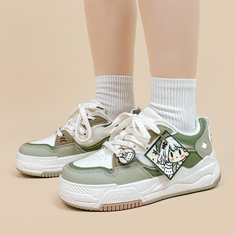 Green Versatile Good-looking Junior High School Girls' Shoes