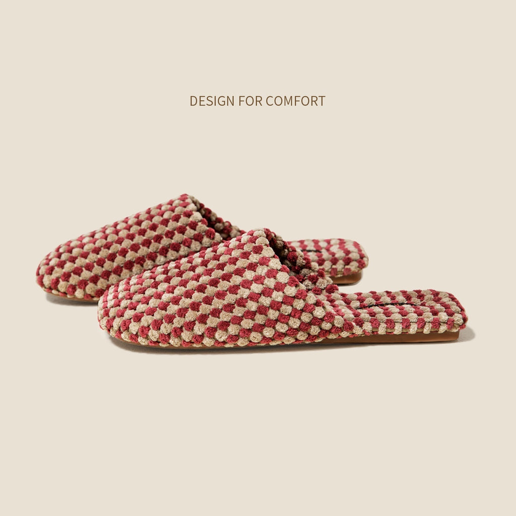 Pineapple Velvet Skin-friendly Warm Suede Couple Cotton Slippers