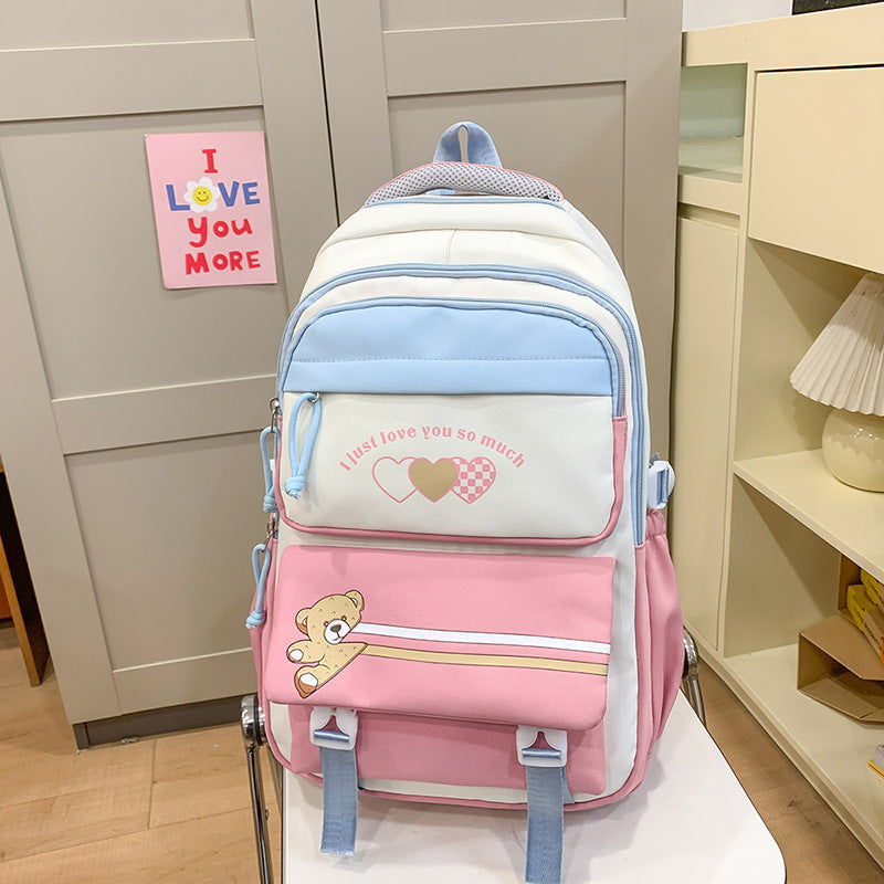 Student Portable Burden Alleviation Middle School High School Girl Large Capacity Backpack