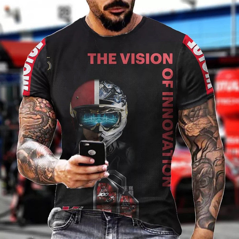 Men's Round Neck Pullover Short Sleeve Tee Digital Print Is Popular On The Street