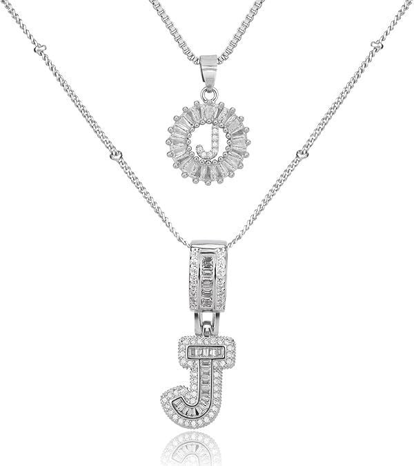 26 English Letters Copper-plated Gold Diamond Pendant Necklace