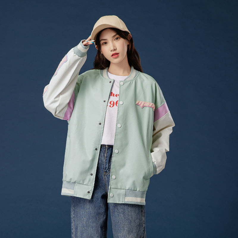 High School Students Korean Style Loose Thin Jacket Baseball Uniform