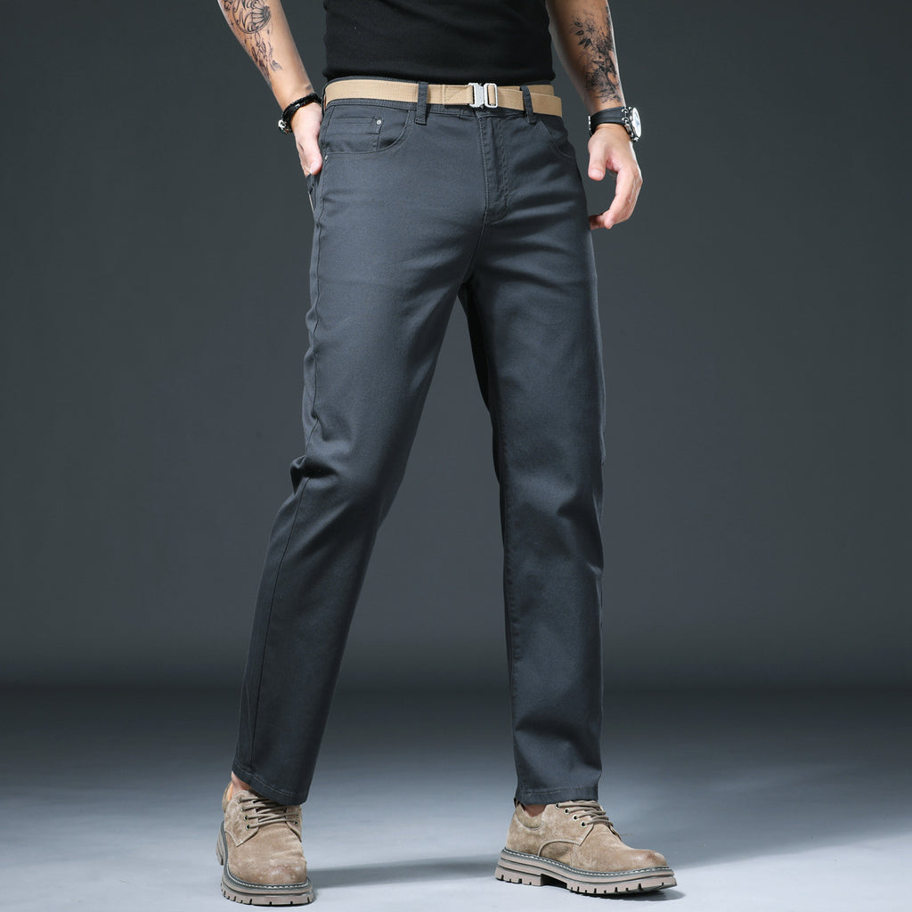 Straight Spring And Autumn Versatile Simple Loose Elastic Spring Men's Casual Pants
