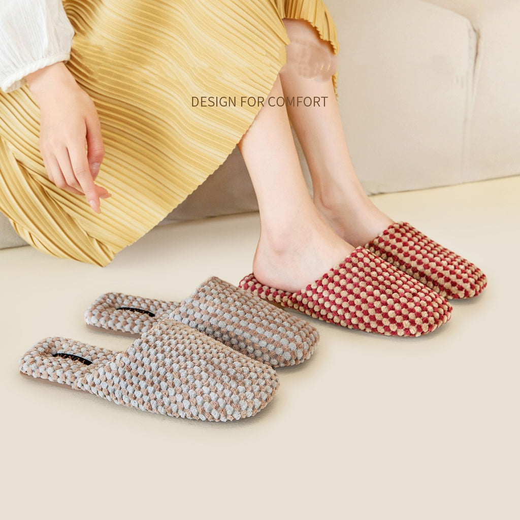 Pineapple Velvet Skin-friendly Warm Suede Couple Cotton Slippers