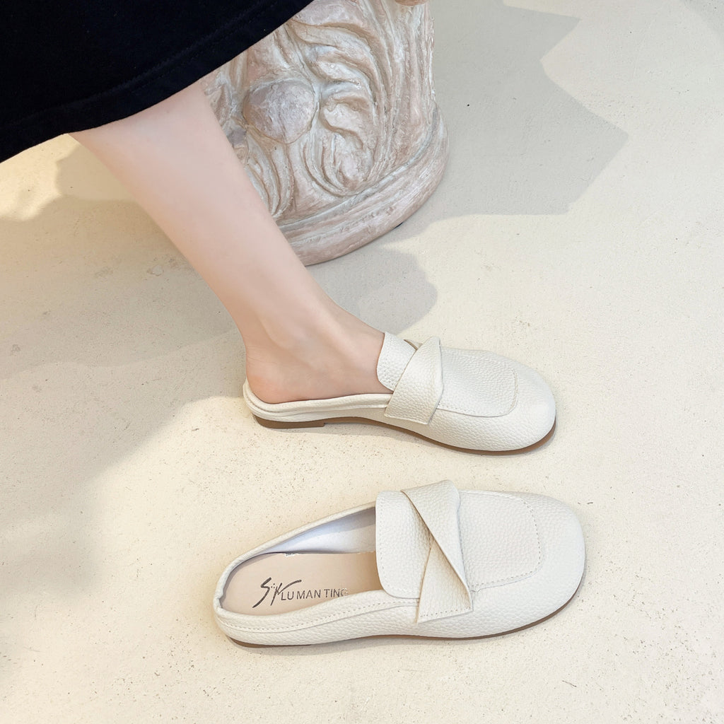 Closed Toe Loafers Half Slippers Women Soft Bottom Heel Grandma Shoes Sandals Women