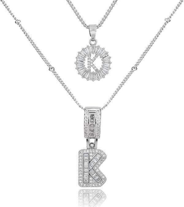 26 English Letters Copper-plated Gold Diamond Pendant Necklace