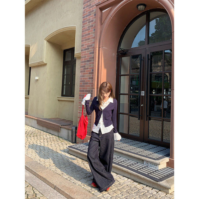 Fashion Fake Two-piece Long Sleeve Shirt Women