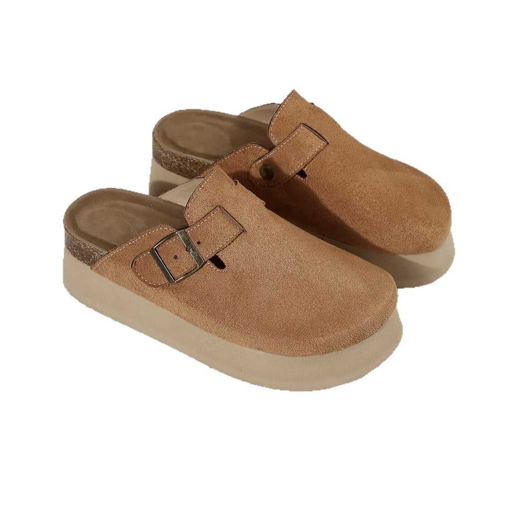 Thick Sole Half Slippers Women's Toe Cap Slip-on