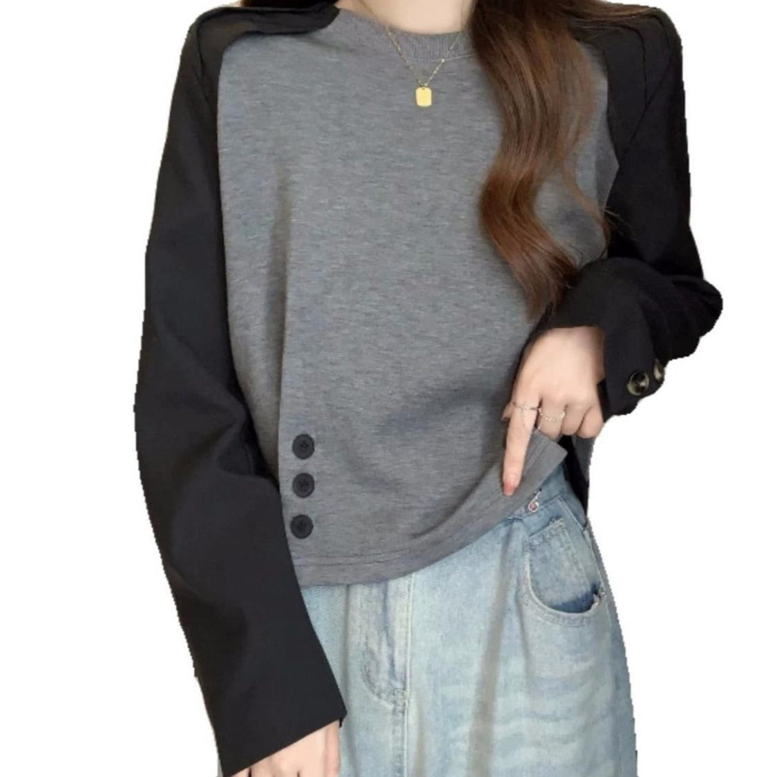 Slimming And Belly-covering Design Niche Fashion Long Sleeve T-shirt