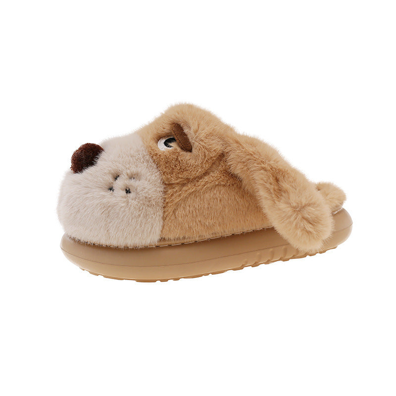 Home Indoor Non-slip Plush Warm And Cute Puppy Closed-toe Slippers