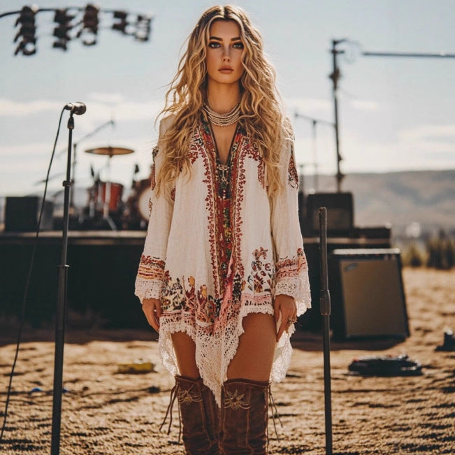 Plus-size Music Festival Retro Casual Wasteland Style Ethnic Dress