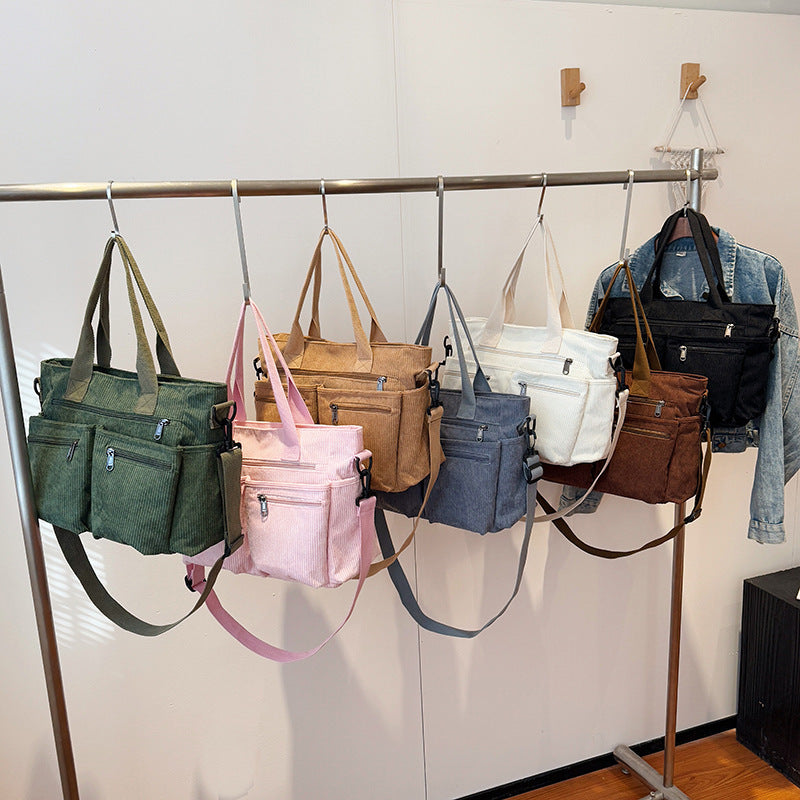 Korean Style Simple Large Capacity Fashion Corduroy Shoulder Bag
