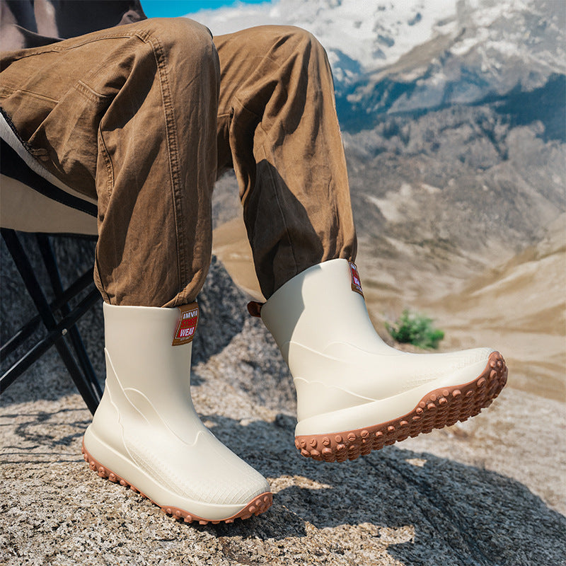 Mid And Low Tube Men's Rain Boots Outdoor Non-slip Waterproof Shoes