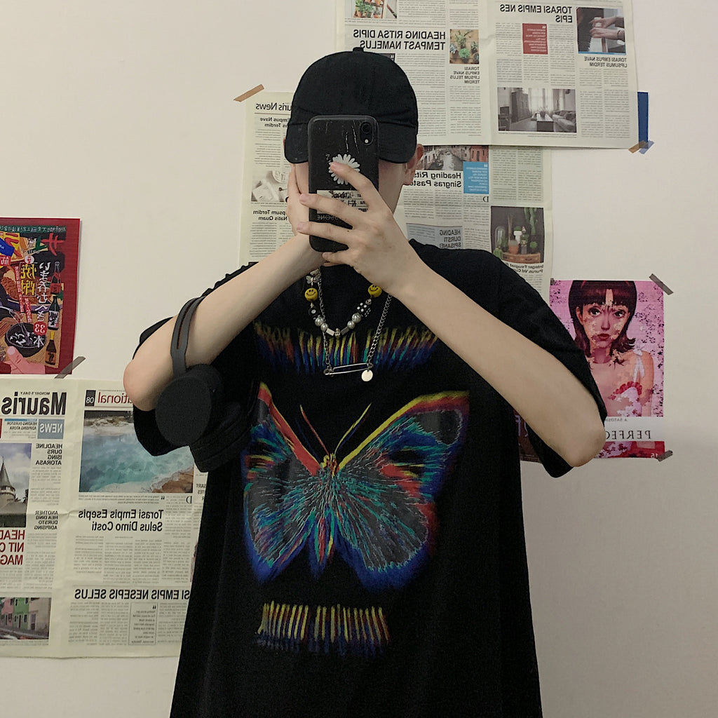 Butterfly print short sleeve