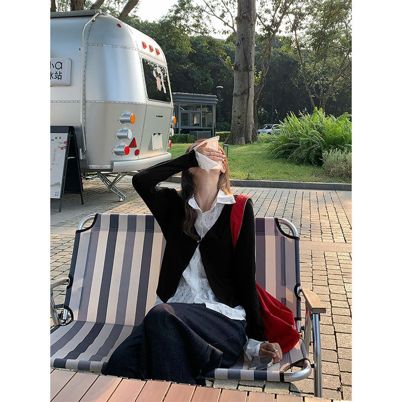 Fashion Fake Two-piece Long Sleeve Shirt Women