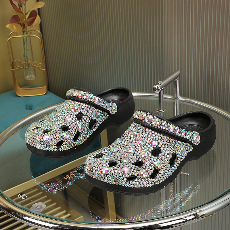 Platform Rhinestone Hole Shoes Casual Sandals