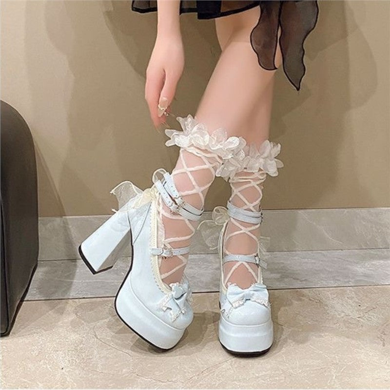 Women's One-strap Silver Single-layer Shoes