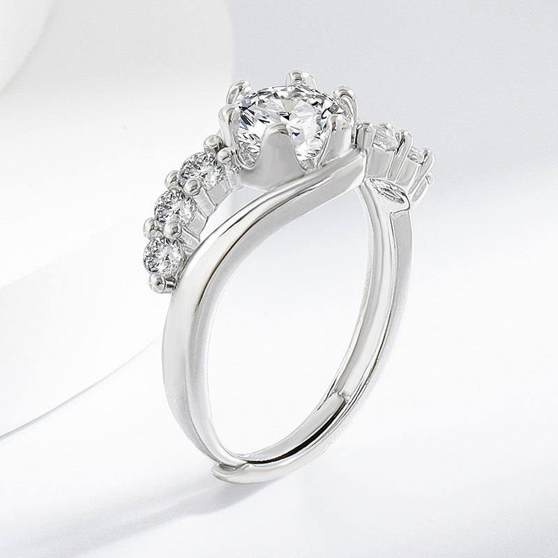 Design High-grade Diamond Ins Style Couple Finger Ring
