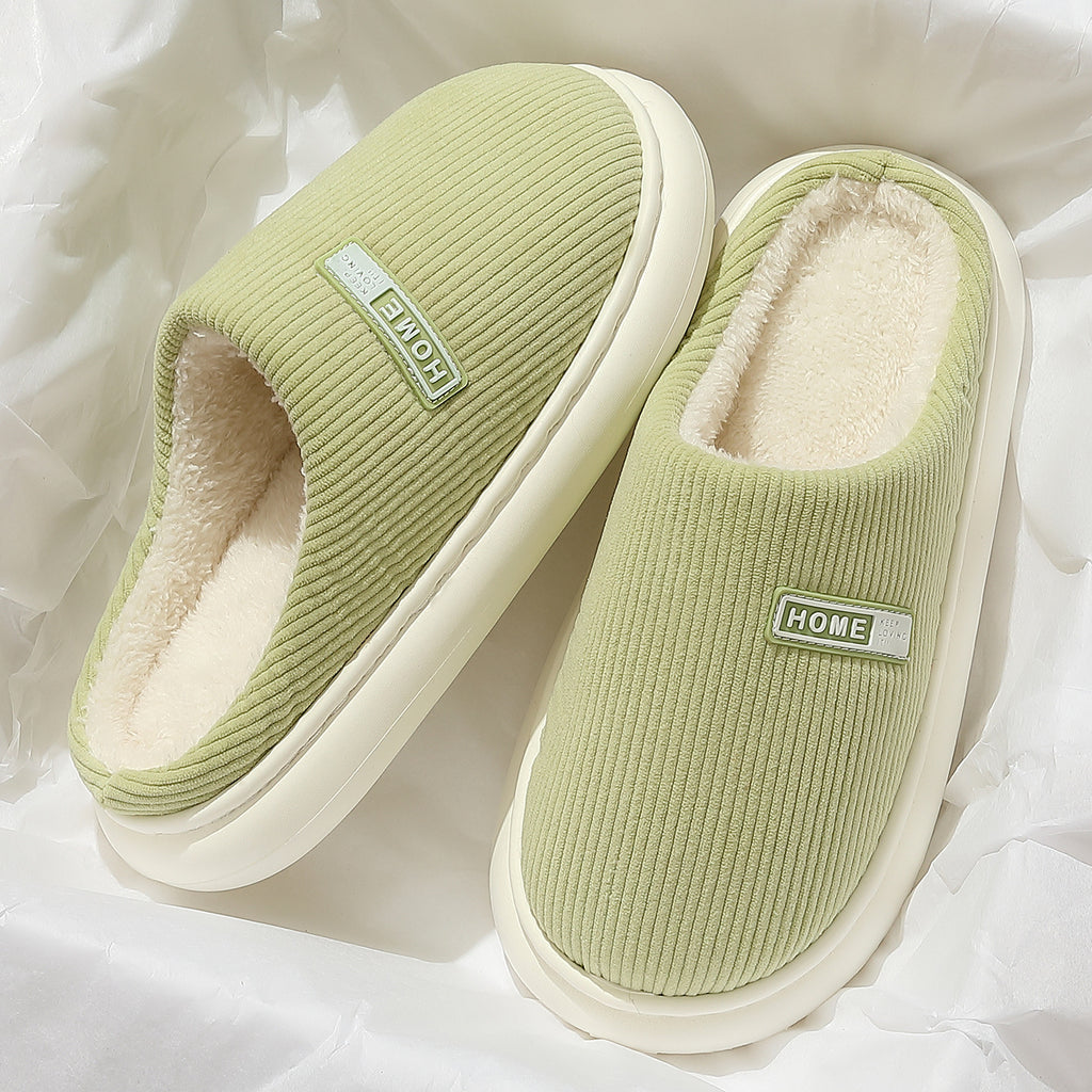 Autumn And Winter Home Indoor Plush Warm Slugged Bottom Baotou Non-slip Cotton Slippers