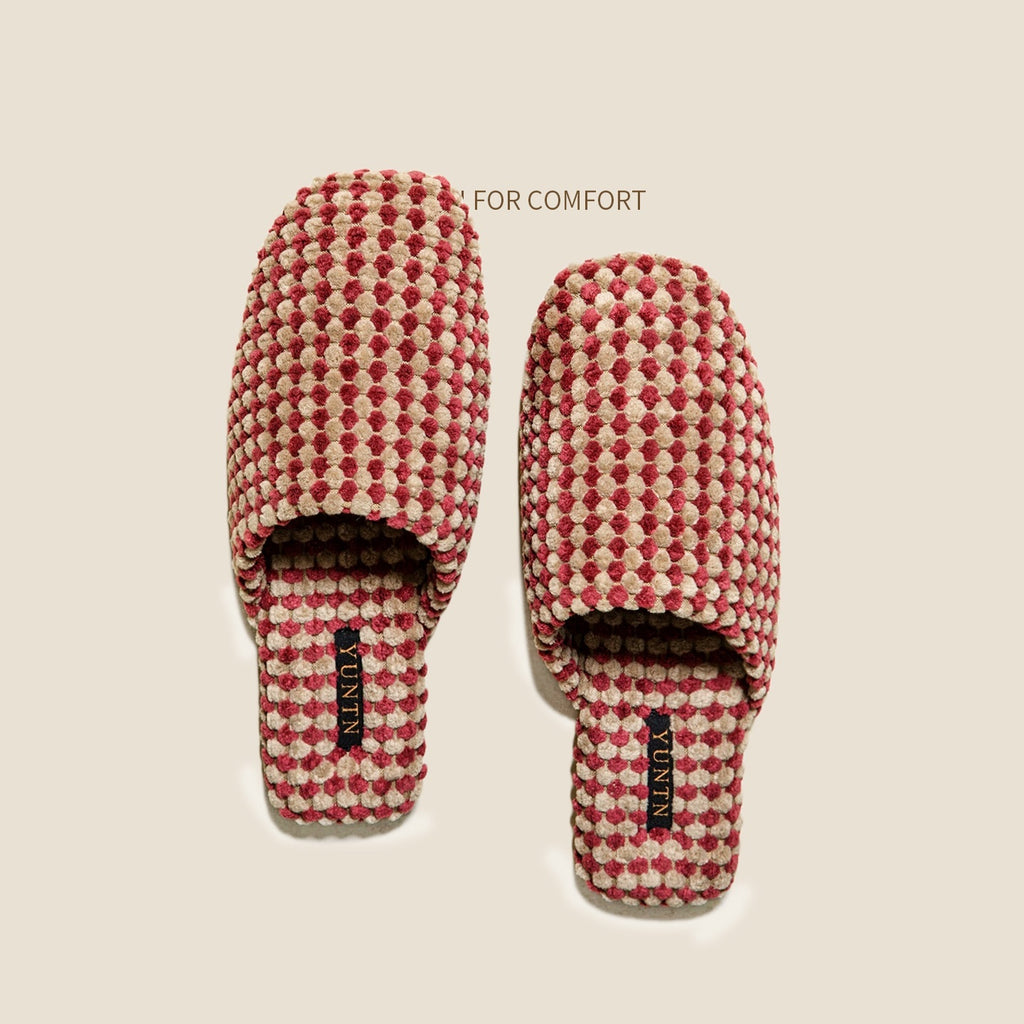 Pineapple Velvet Skin-friendly Warm Suede Couple Cotton Slippers