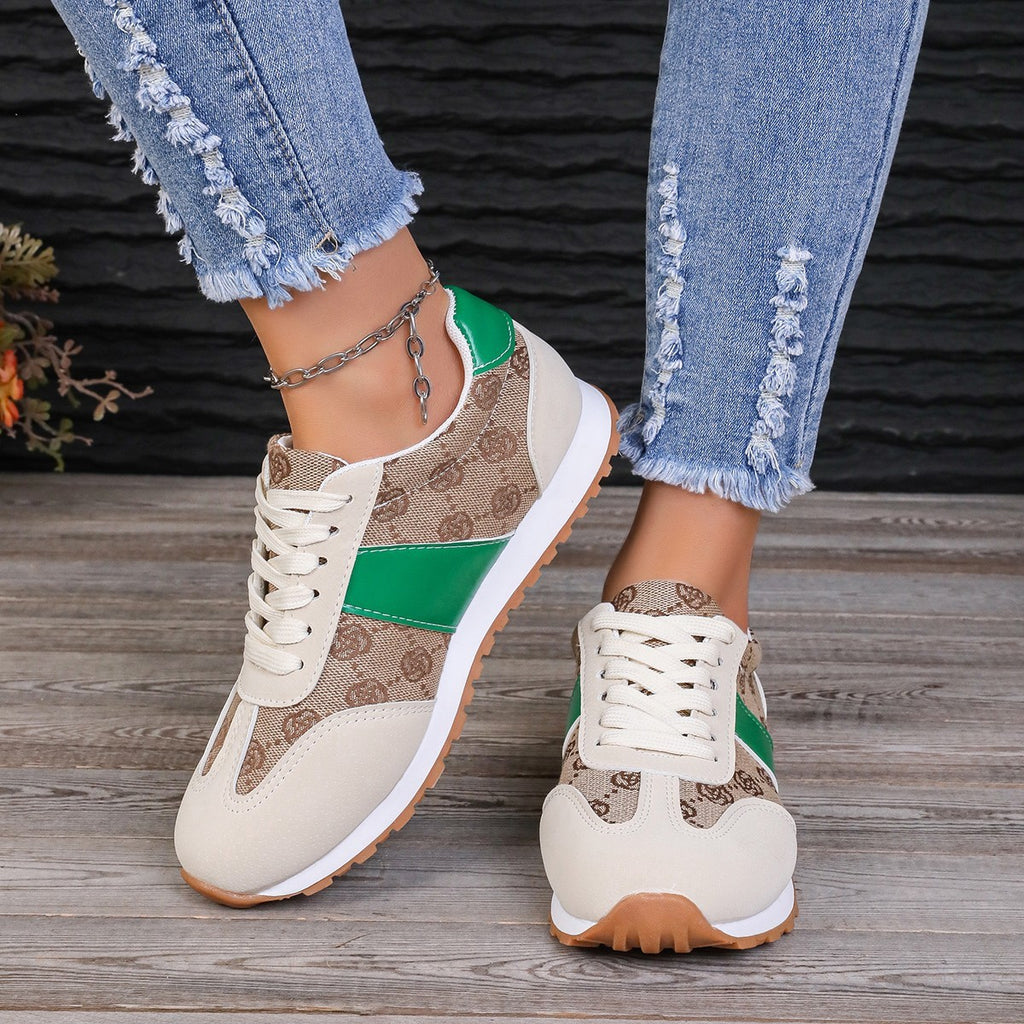 Oversized Women's Casual Flower Lace-up Shoes