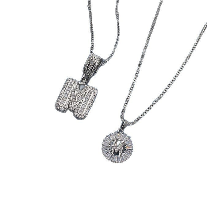 26 English Letters Copper-plated Gold Diamond Pendant Necklace