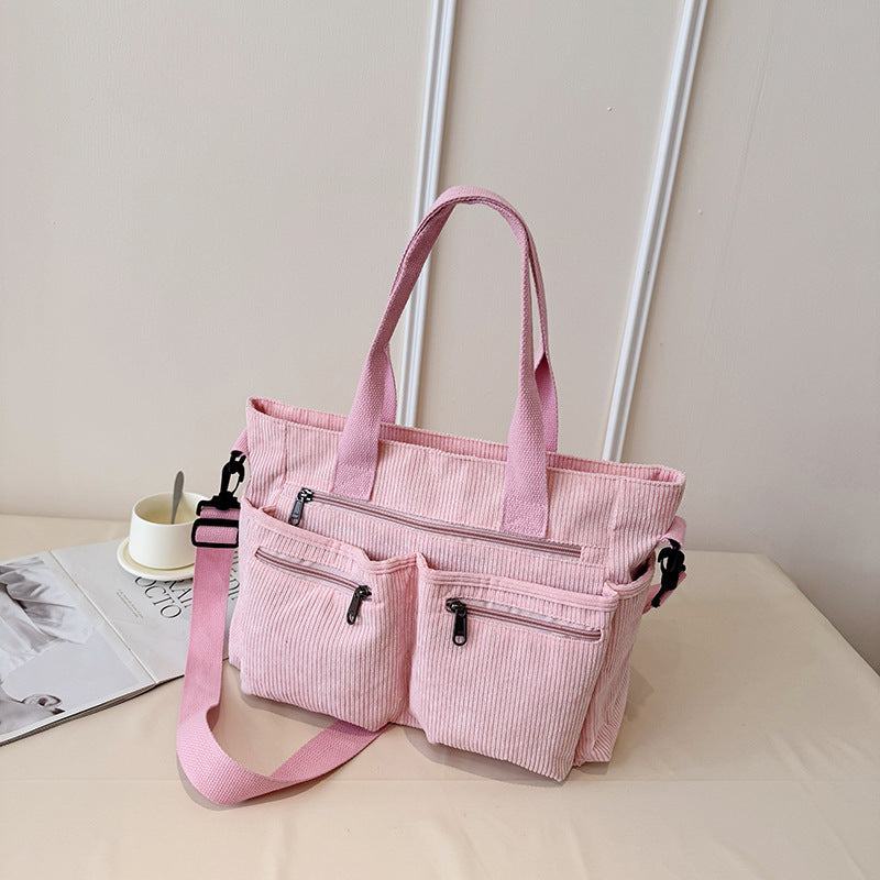 Korean Style Simple Large Capacity Fashion Corduroy Shoulder Bag