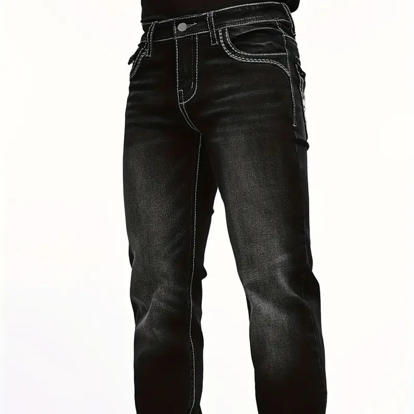 Stretch Multi-craft Slim Fit Show Thin Black Straight Men's Trousers