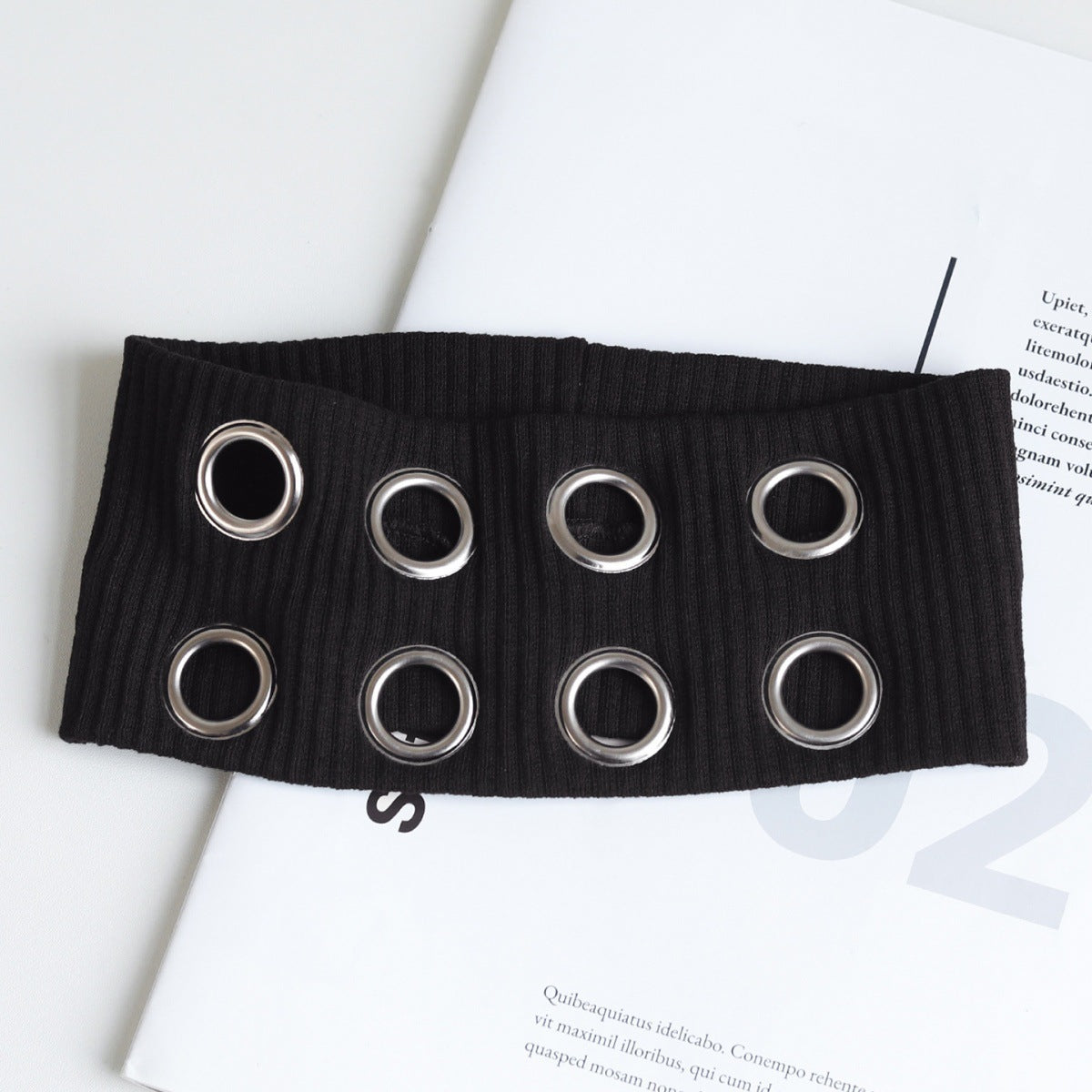 Hot Girl Metal Round Hole Hollow Out Elastic Ribbon Vintage Headwear