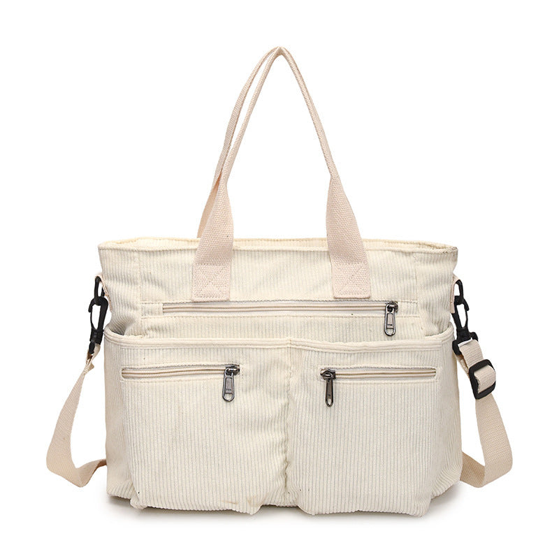 Korean Style Simple Large Capacity Fashion Corduroy Shoulder Bag