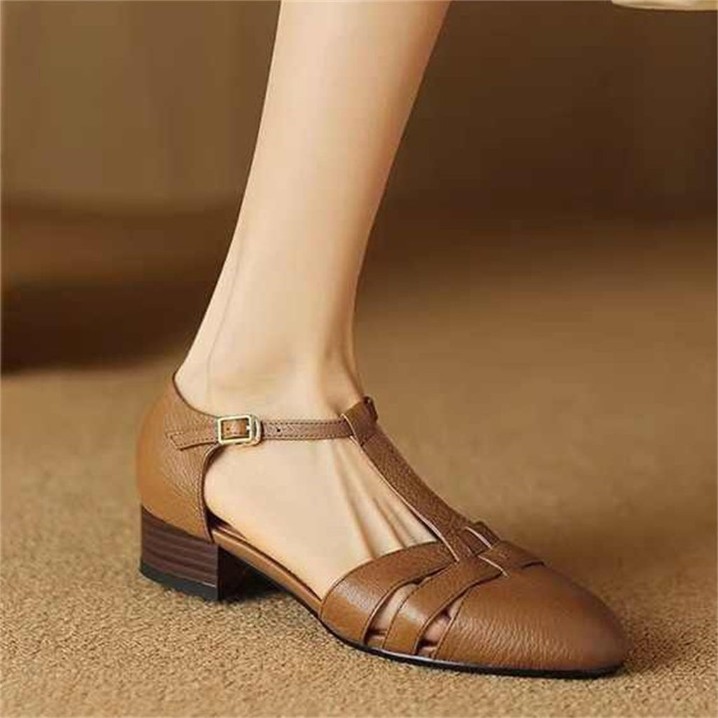 Retro Soft Sheep Leather Bag Head Sandals For Women