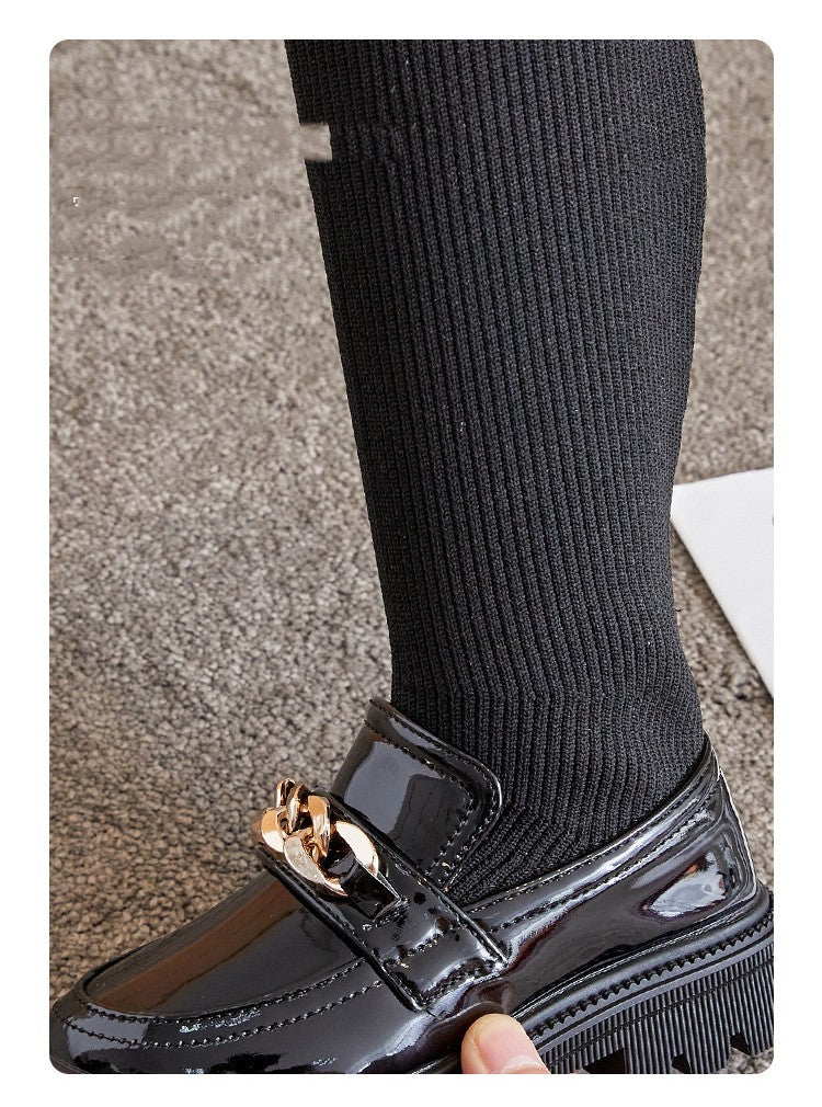 Children's Princess Black Leather Shoes