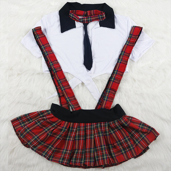 British Plaid Underwear Strap School Uniform Suit
